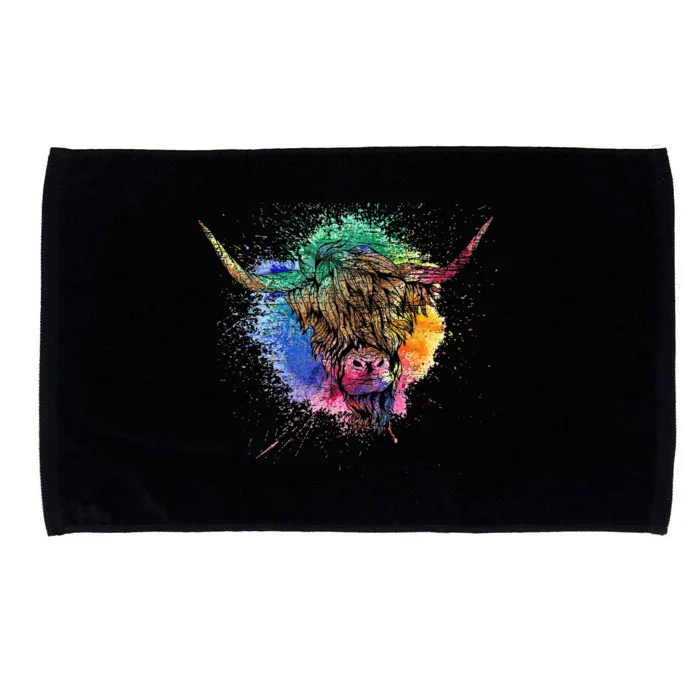 Scottish Cattle Colorful Highland Cow Animal Microfiber Hand Towel