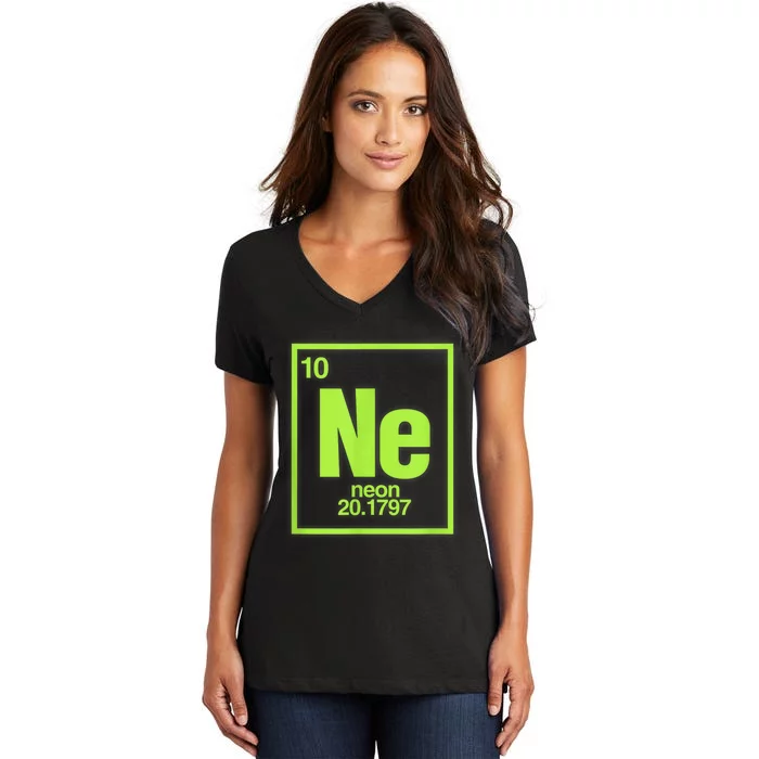 Science Chemistry Chemical Elements Ne Neon Women's V-Neck T-Shirt