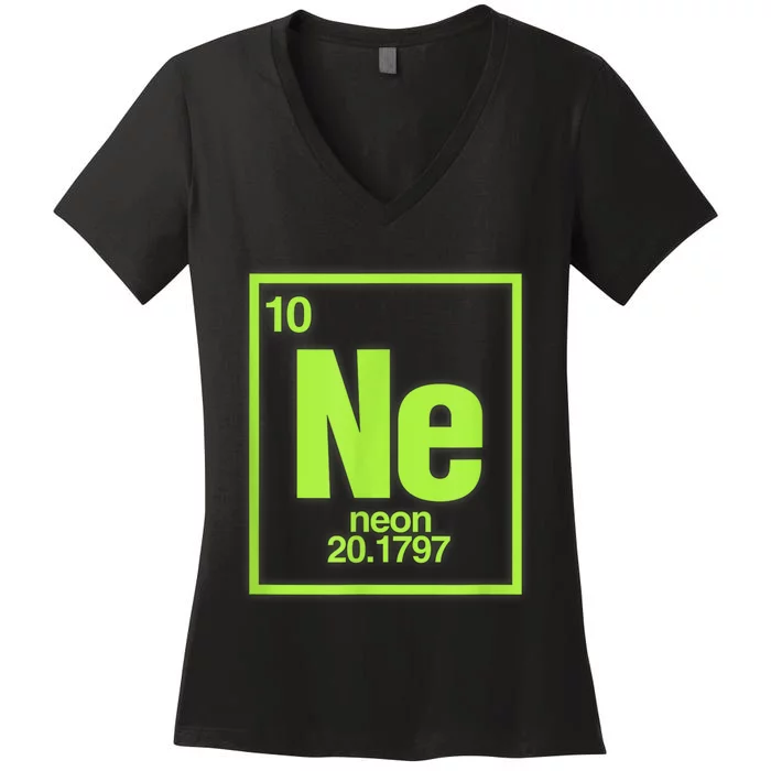 Science Chemistry Chemical Elements Ne Neon Women's V-Neck T-Shirt