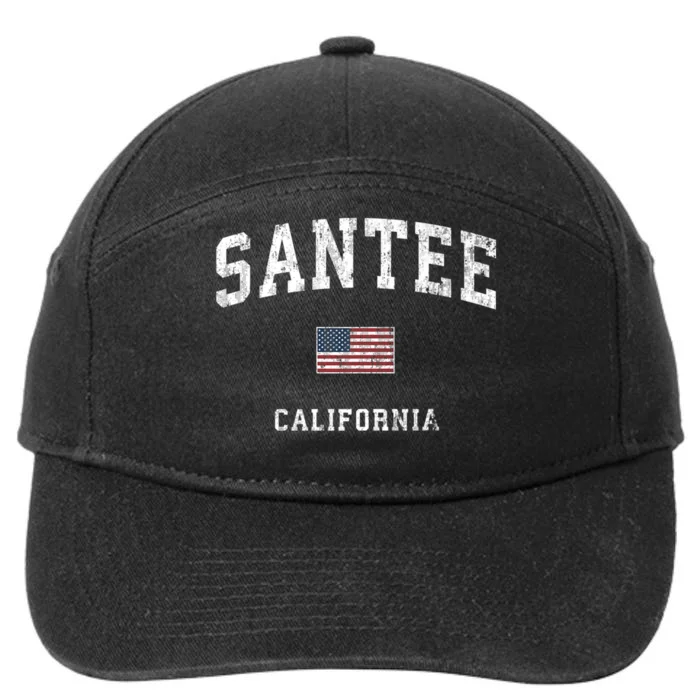 Santee California Ca Vintage American Flag Sports Design 7-Panel Snapback Hat