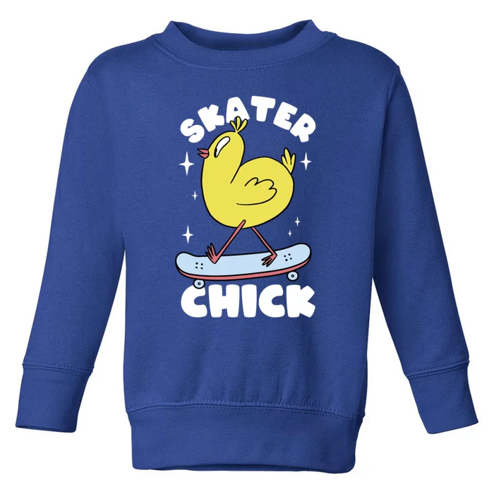 Skater Chick Cute Chicken Skateboard Skateboarding Gift Toddler Sweatshirt