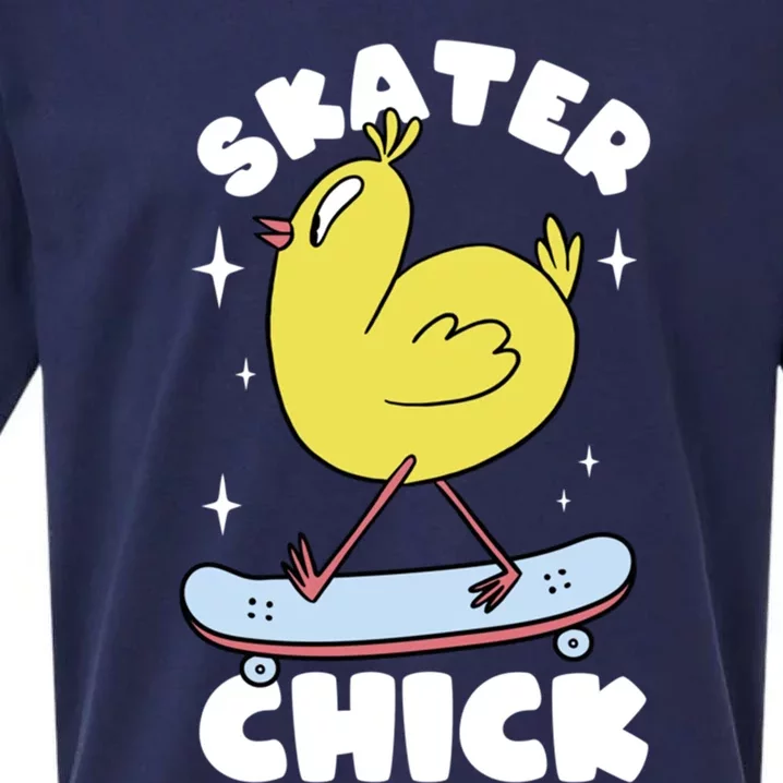 Skater Chick Cute Chicken Skateboard Skateboarding Gift Sueded Cloud Jersey T-Shirt