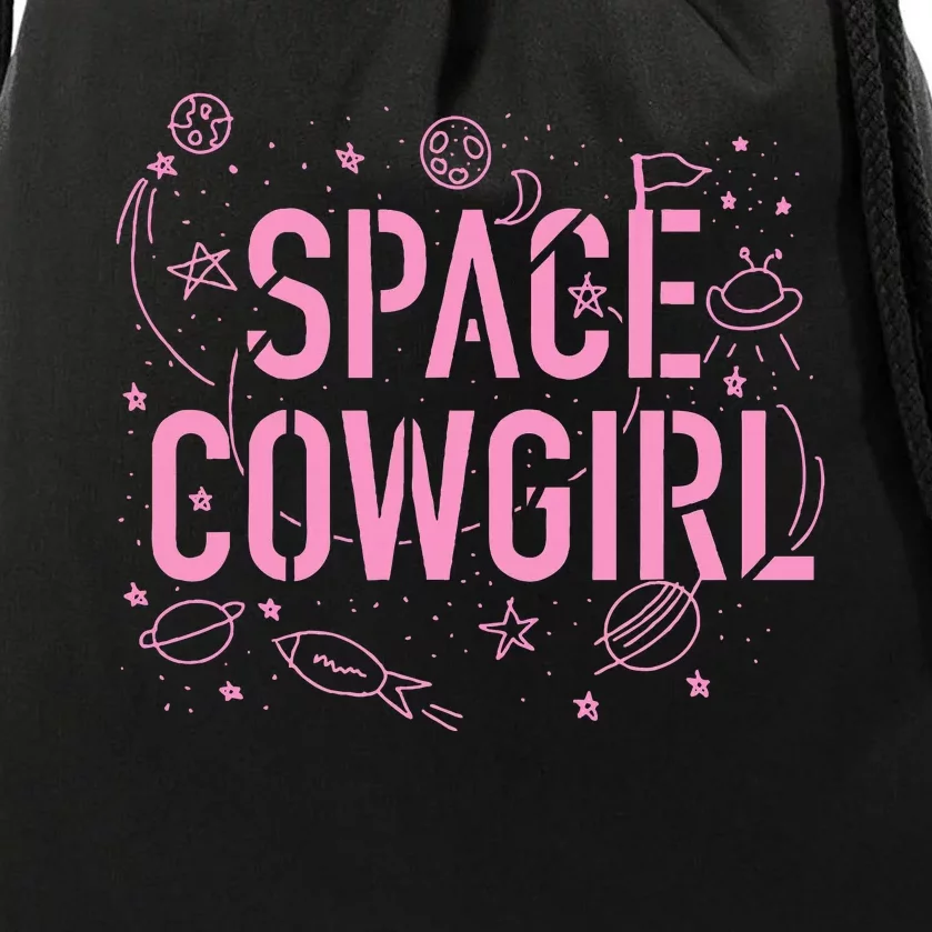 Space Cowgirl Cow Girl 70s Disco Preppy Drawstring Bag