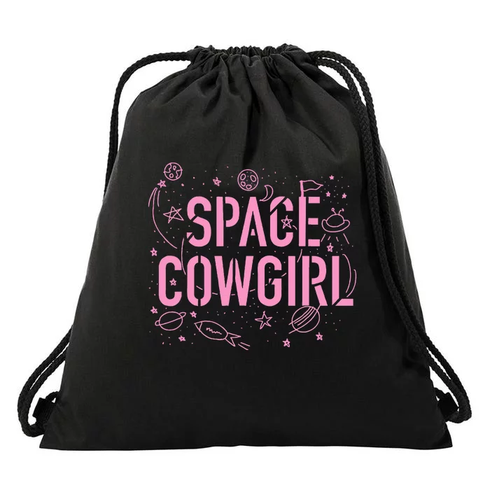 Space Cowgirl Cow Girl 70s Disco Preppy Drawstring Bag