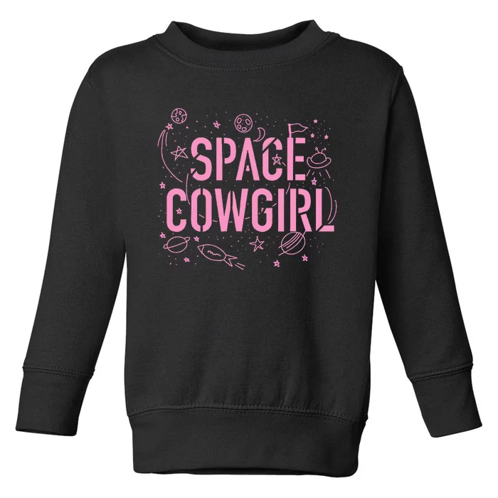 Space Cowgirl Cow Girl 70s Disco Preppy Toddler Sweatshirt