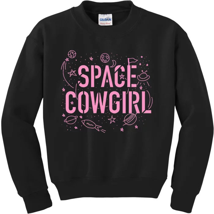 Space Cowgirl Cow Girl 70s Disco Preppy Kids Sweatshirt