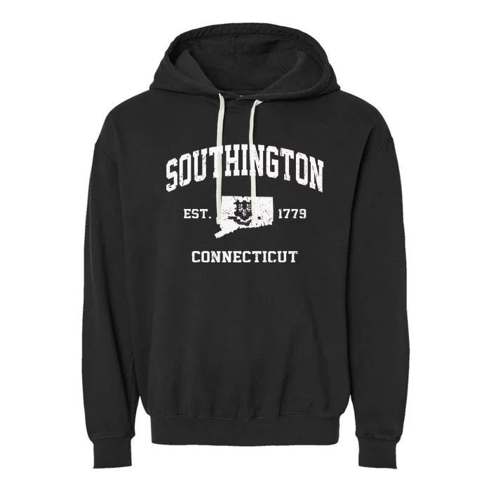 Southington Connecticut CT Vintage State Athletic Style Garment-Dyed Fleece Hoodie