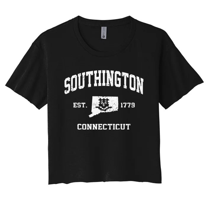 Southington Connecticut CT Vintage State Athletic Style Women's Crop Top Tee