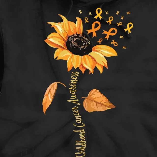 Support Childhood Cancer Awareness Sunflower Gold Ribbon Tie Dye Hoodie