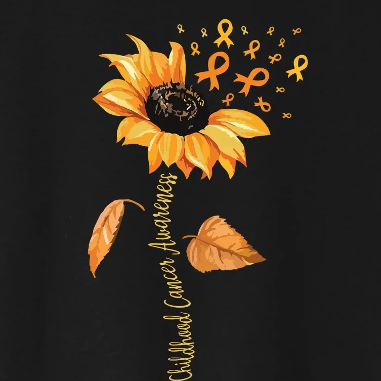 Support Childhood Cancer Awareness Sunflower Gold Ribbon Women's Crop Top Tee