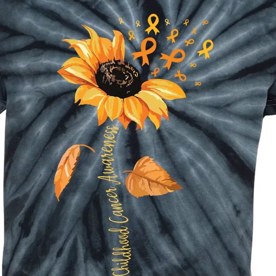 Support Childhood Cancer Awareness Sunflower Gold Ribbon Kids Tie-Dye T-Shirt