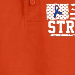 Strong Colon Cancer Awareness Flag Dry Zone Grid Performance Polo