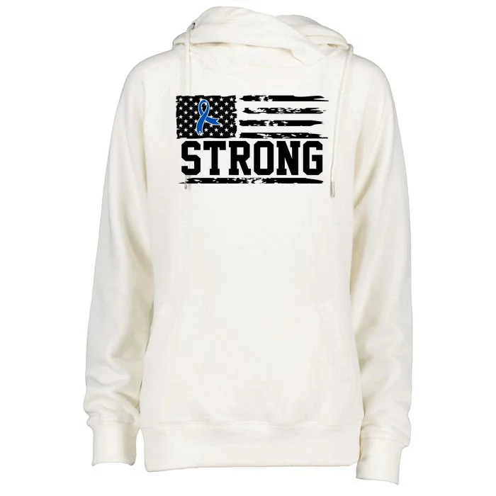 Strong Colon Cancer Awareness Flag Womens Funnel Neck Pullover Hood