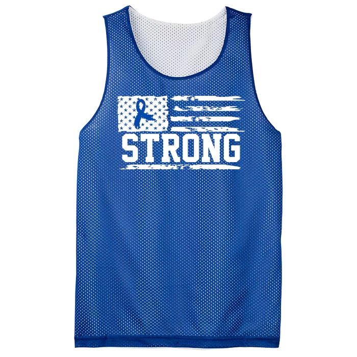 Strong Colon Cancer Awareness Flag Mesh Reversible Basketball Jersey Tank