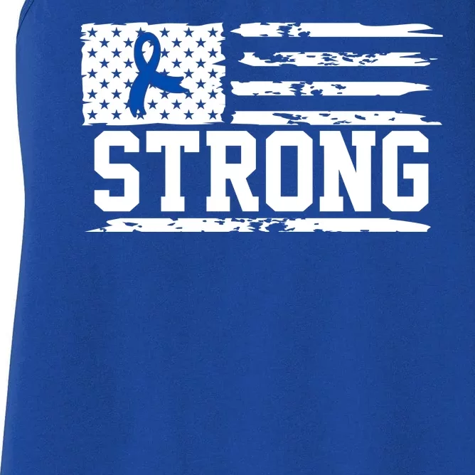 Strong Colon Cancer Awareness Flag Women's Racerback Tank