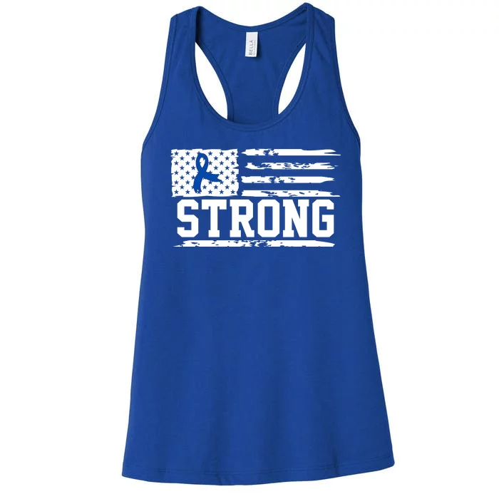 Strong Colon Cancer Awareness Flag Women's Racerback Tank