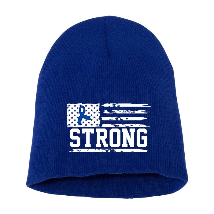 Strong Colon Cancer Awareness Flag Short Acrylic Beanie