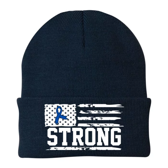 Strong Colon Cancer Awareness Flag Knit Cap Winter Beanie