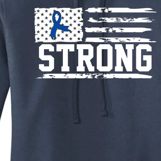 Strong Colon Cancer Awareness Flag Women's Pullover Hoodie