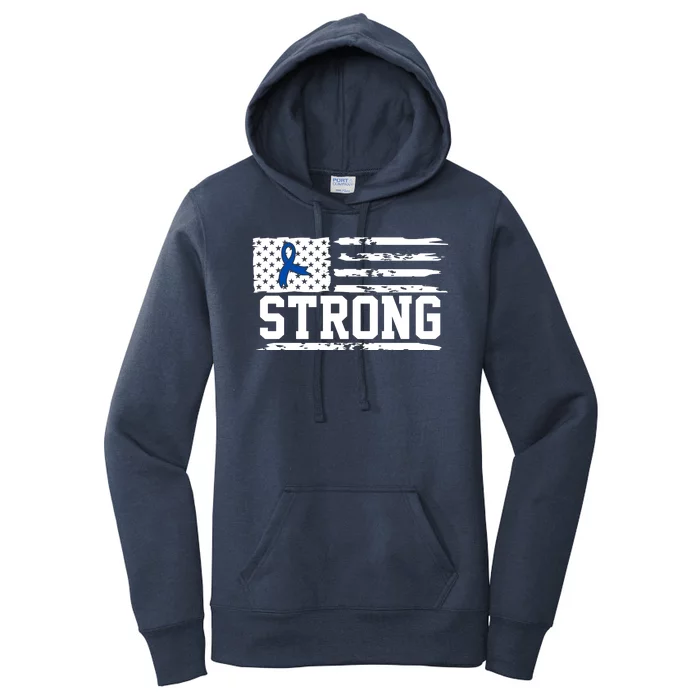 Strong Colon Cancer Awareness Flag Women's Pullover Hoodie