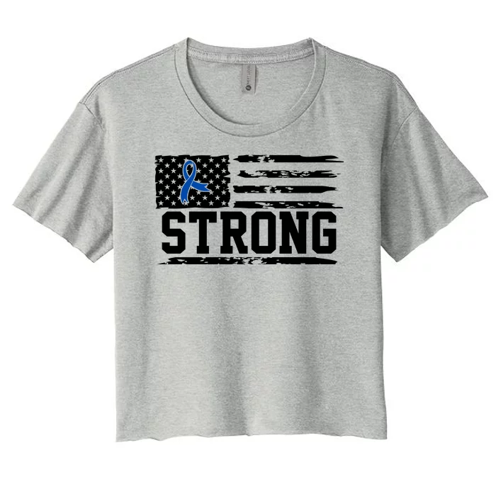 Strong Colon Cancer Awareness Flag Women's Crop Top Tee