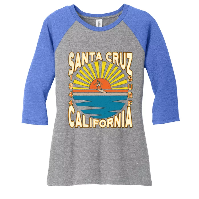 Santa Cruz California Retro Surfing Vintage Skateboarding Meaningful Gift Women's Tri-Blend 3/4-Sleeve Raglan Shirt