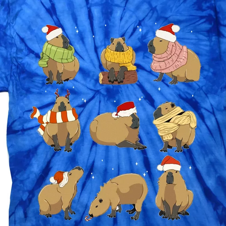 Santa Capybara Crew Christmas Funny Capybaras Lover Xmas PJ Tie-Dye T-Shirt