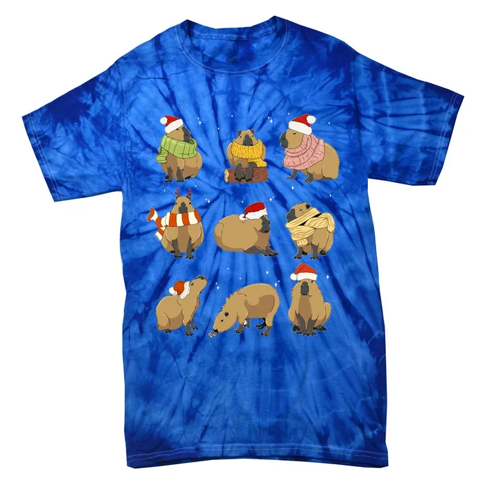 Santa Capybara Crew Christmas Funny Capybaras Lover Xmas PJ Tie-Dye T-Shirt