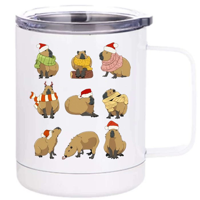 Santa Capybara Crew Christmas Funny Capybaras Lover Xmas PJ Front & Back 12oz Stainless Steel Tumbler Cup