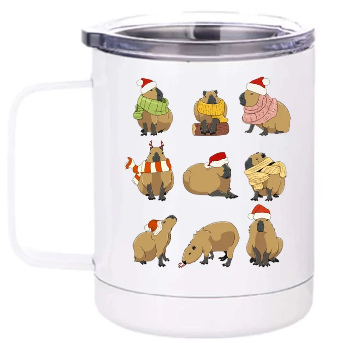 Santa Capybara Crew Christmas Funny Capybaras Lover Xmas PJ Front & Back 12oz Stainless Steel Tumbler Cup