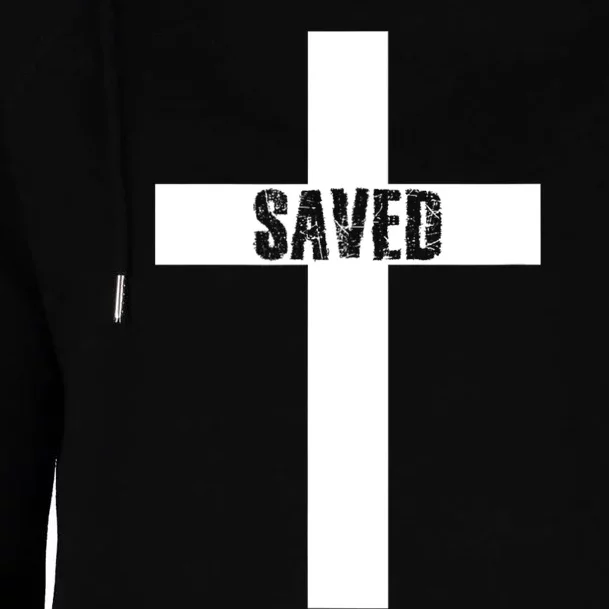 Saved Cross Christian Inspirational Design Womens Funnel Neck Pullover Hood