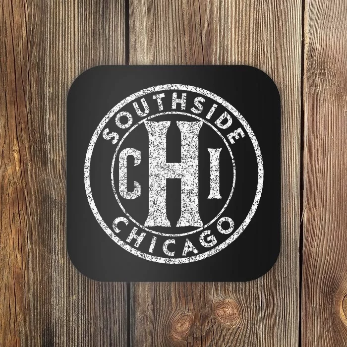 Southside Chicago Chi Circle Sign Distressed Print Coaster