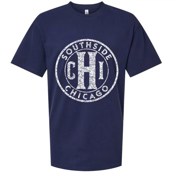 Southside Chicago Chi Circle Sign Distressed Print Sueded Cloud Jersey T-Shirt