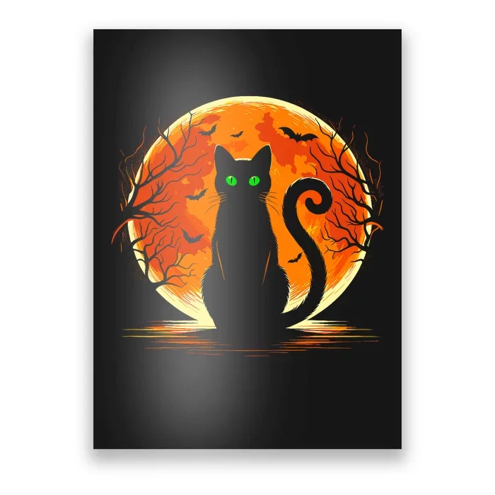 Scary Cat Costume Retro Moon Cat Poster