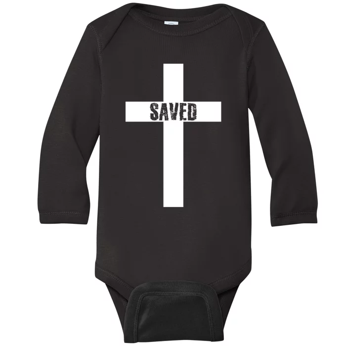 Saved Cross Christian Inspirational Baby Long Sleeve Bodysuit