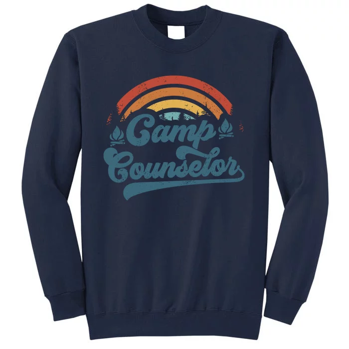 Summer Camp Counselor Staff Groovy Rainbow Camp Counselor Tall Sweatshirt