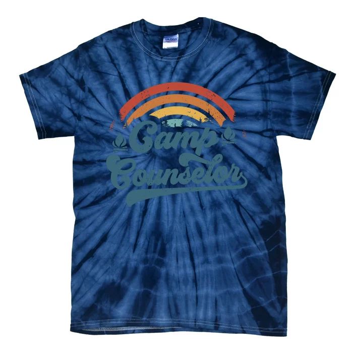 Summer Camp Counselor Staff Groovy Rainbow Camp Counselor Tie-Dye T-Shirt