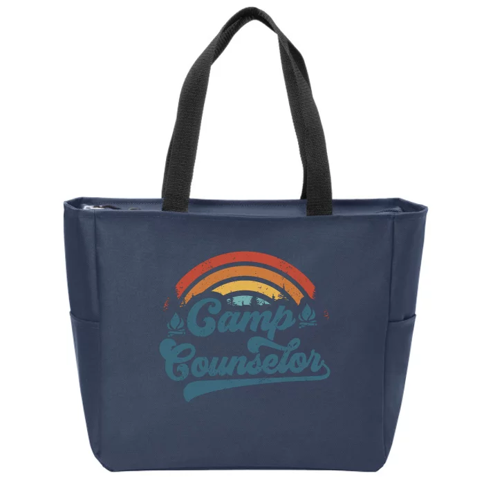 Summer Camp Counselor Staff Groovy Rainbow Camp Counselor Zip Tote Bag