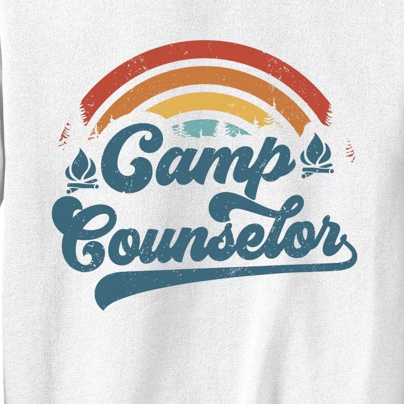 Summer Camp Counselor Staff Groovy Rainbow Camp Counselor Sweatshirt