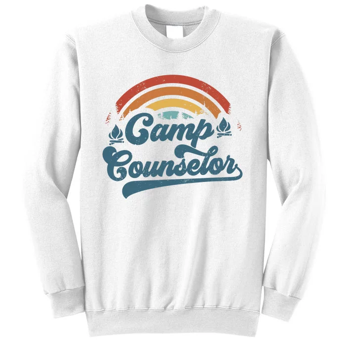 Summer Camp Counselor Staff Groovy Rainbow Camp Counselor Sweatshirt