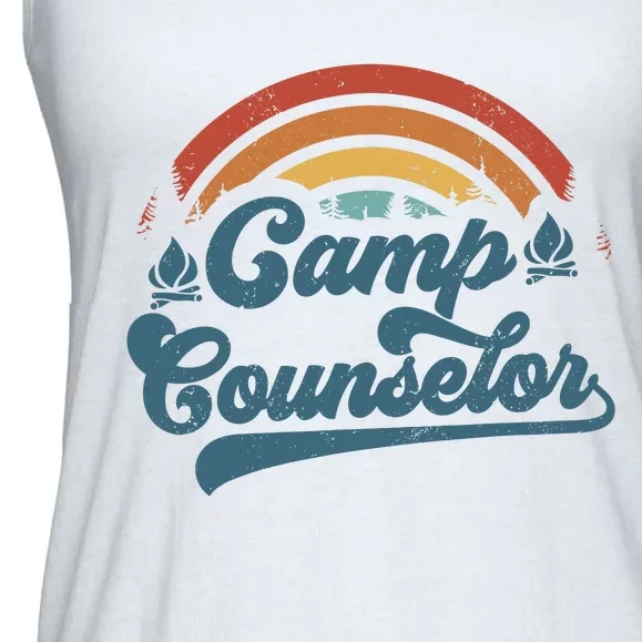 Summer Camp Counselor Staff Groovy Rainbow Camp Counselor Ladies Essential Flowy Tank