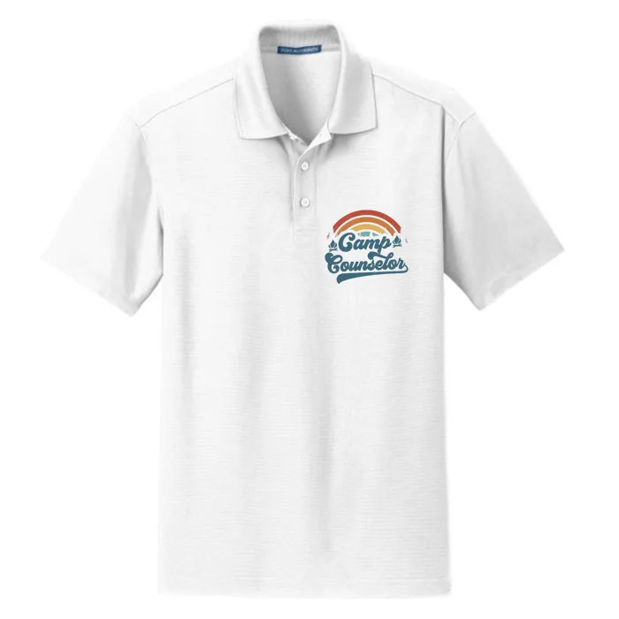 Summer Camp Counselor Staff Groovy Rainbow Camp Counselor Dry Zone Grid Performance Polo