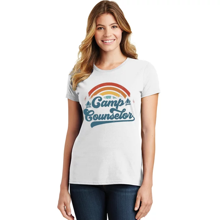 Summer Camp Counselor Staff Groovy Rainbow Camp Counselor Women's T-Shirt