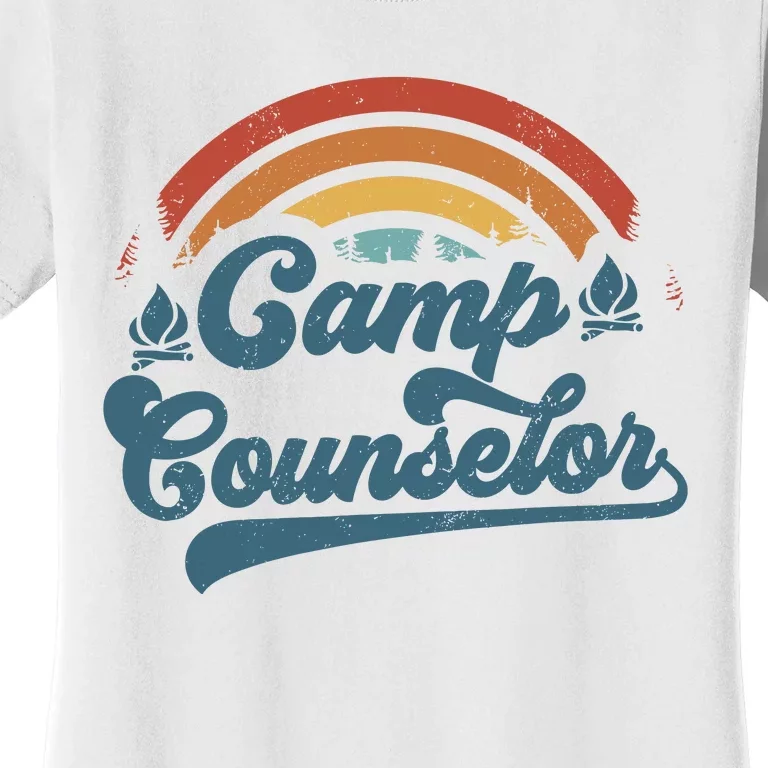 Summer Camp Counselor Staff Groovy Rainbow Camp Counselor Women's T-Shirt