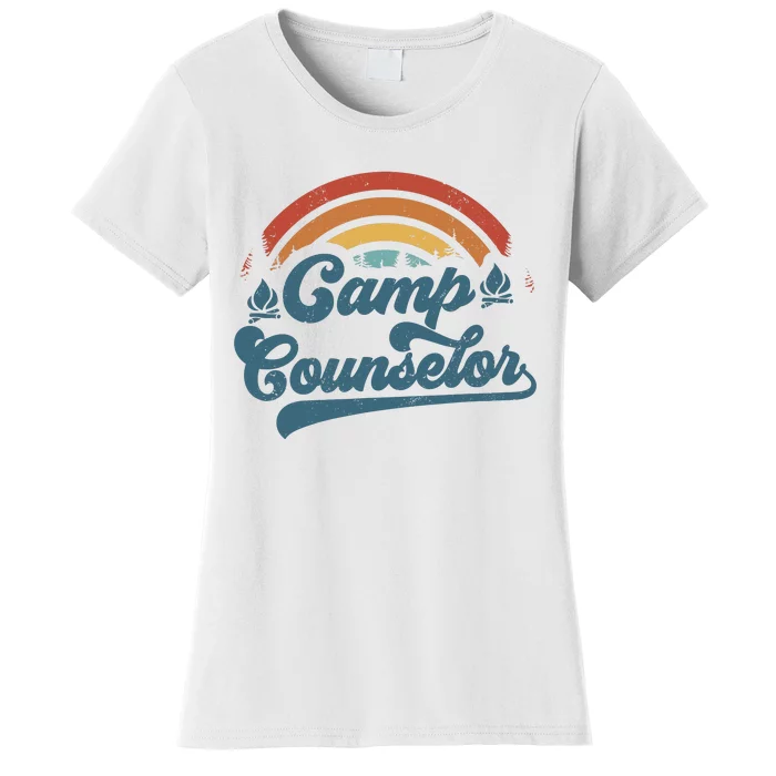 Summer Camp Counselor Staff Groovy Rainbow Camp Counselor Women's T-Shirt