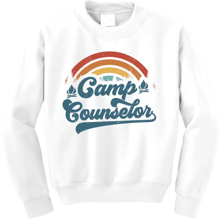 Summer Camp Counselor Staff Groovy Rainbow Camp Counselor Kids Sweatshirt