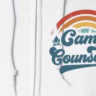 Summer Camp Counselor Staff Groovy Rainbow Camp Counselor Full Zip Hoodie