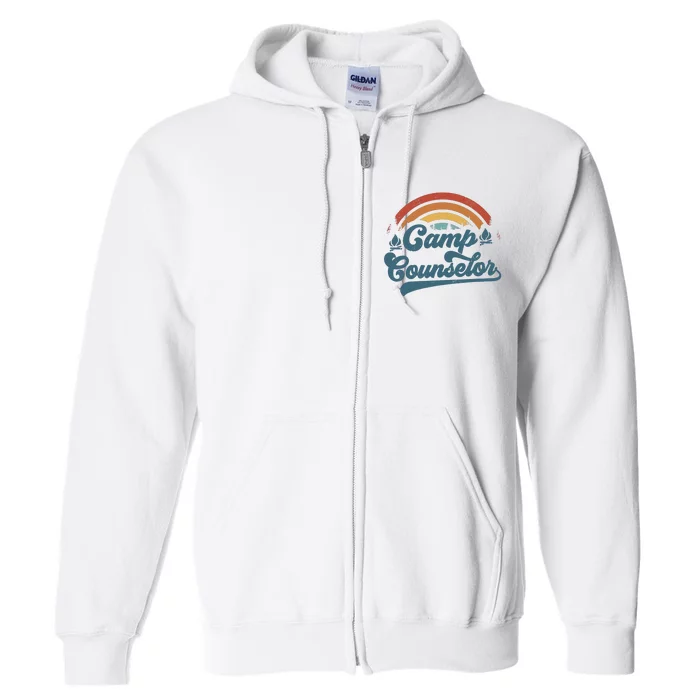 Summer Camp Counselor Staff Groovy Rainbow Camp Counselor Full Zip Hoodie