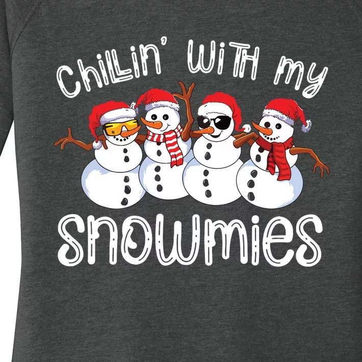 Snowman Christmas Chillin With My Snowmies Ugly Gift Women's Perfect Tri Tunic Long Sleeve Shirt