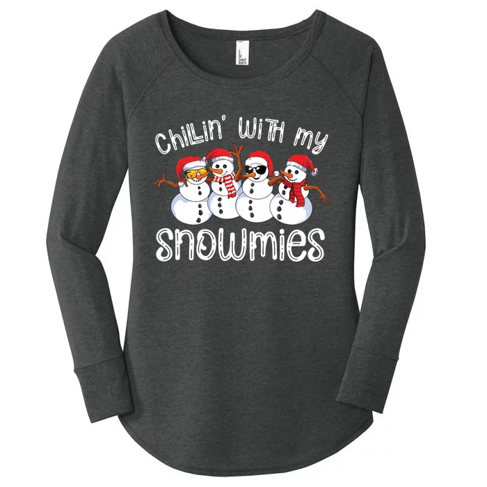 Snowman Christmas Chillin With My Snowmies Ugly Gift Women's Perfect Tri Tunic Long Sleeve Shirt